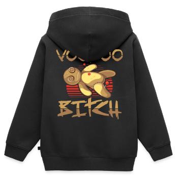 Cadeaux vaudou | Poupée vaudou magique noire - Sweat Premium à capuche zippé enfant bio - noir - Dos - AI Model Kid Male (0cm)