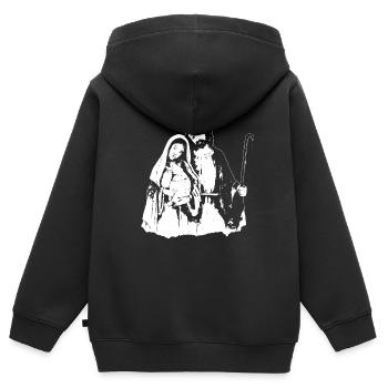 Heilige Familie - Kinder Premium Organic Zip Hoodie - Schwarz - Hinten - AI Model Kid Male (0cm)