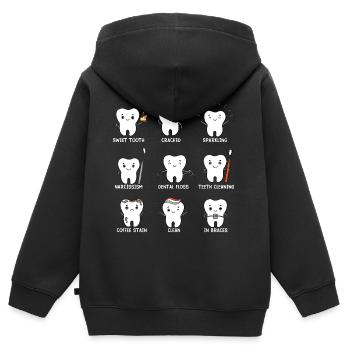 Zähne - Kinder Premium Organic Zip Hoodie - Schwarz - Hinten - AI Model Kid Male (0cm)