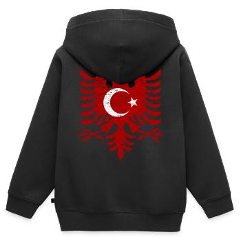 Albanien Türkei Flagge used look - Kinder Premium Organic Zip Hoodie - Schwarz - Hinten - AI Model Kid Male (0cm)