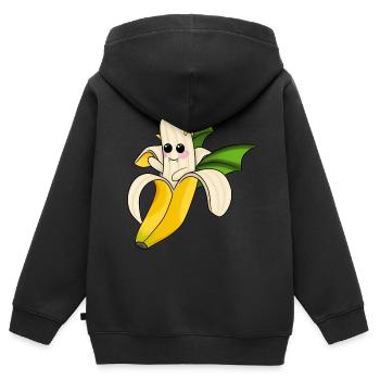 Chauve-souris banane - Sweat Premium à capuche zippé enfant bio - noir - Dos - AI Model Kid Male (0cm)