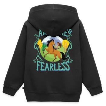 Spirit Et Lucky Awesome Fearless - Sweat Premium à capuche zippé enfant bio - noir - Dos - AI Model Kid Male (0cm)