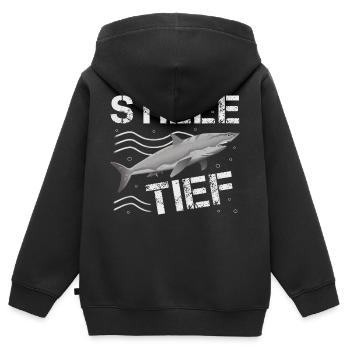 les eaux calmes, calmes, introverties, sont profondes - Sweat Premium à capuche zippé enfant bio - noir - Dos - AI Model Kid Male (0cm)
