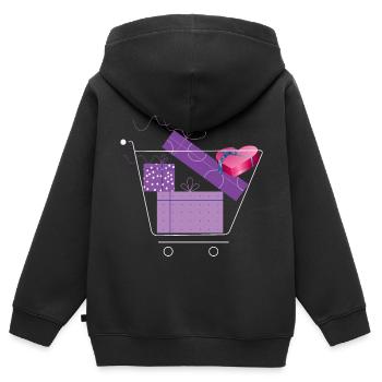 Panier avec cadeaux - Sweat Premium à capuche zippé enfant bio - noir - Dos - AI Model Kid Male (0cm)