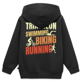 Triathlon Wiederholen - Kinder Premium Organic Zip Hoodie - Schwarz - Hinten - AI Model Kid Male (0cm)