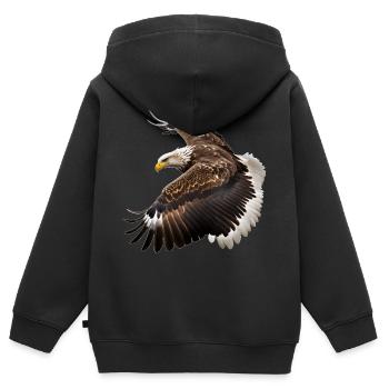 Seeadler leben in Europa, Asien und Nordamerika - Kinder Premium Organic Zip Hoodie - Schwarz - Hinten - AI Model Kid Male (0cm)