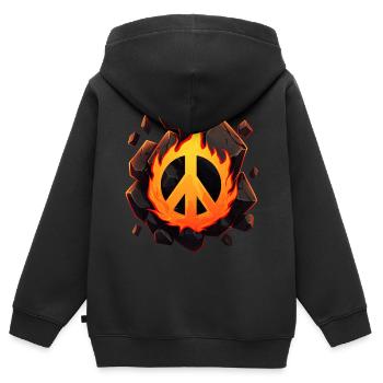 Brûler pour la paix - Sweat Premium à capuche zippé enfant bio - noir - Dos - AI Model Kid Male (0cm)