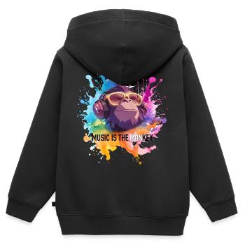 Musik ist der Monkey Wortwitz - Kinder Premium Organic Zip Hoodie - Schwarz - Hinten - AI Model Kid Male (0cm)