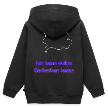 Je peux lire dans tes pensées - Sweat Premium à capuche zippé enfant bio - noir - Dos - AI Model Kid Male (0cm)