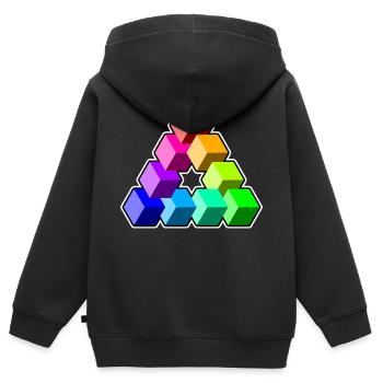 Dreieckige farbige Würfel - Kinder Premium Organic Zip Hoodie - Schwarz - Hinten - AI Model Kid Male (0cm)