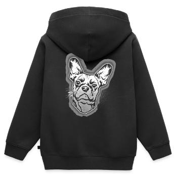 Französische Bulldogge - Kinder Premium Organic Zip Hoodie - Schwarz - Hinten - AI Model Kid Male (0cm)