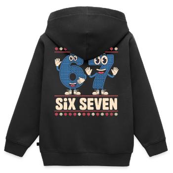 6 7 Sechs Sieben Meme – Weihnachten Kids Gaming - Kinder Premium Organic Zip Hoodie - Schwarz - Hinten - AI Model Kid Male (0cm)