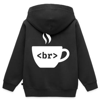 Coffee Break – Witziges HTML Tag Design - Kinder Premium Organic Zip Hoodie - Schwarz - Hinten - AI Model Kid Male (0cm)