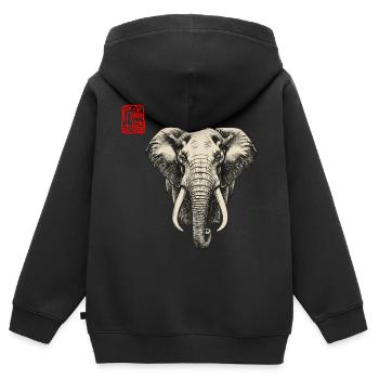 Elefant Asiatisch - Kinder Premium Organic Zip Hoodie - Schwarz - Hinten - AI Model Kid Male (0cm)