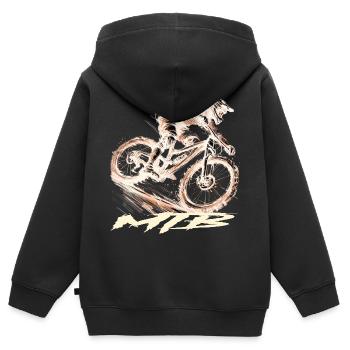 MTB - Kinder Premium Organic Zip Hoodie - Schwarz - Hinten - AI Model Kid Male (0cm)