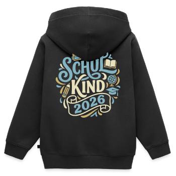 Schulkind 2026  - Kinder Premium Organic Zip Hoodie - Schwarz - Hinten - AI Model Kid Male (0cm)