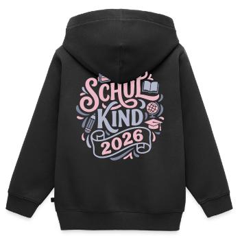 Schulkind 2026  - Kinder Premium Organic Zip Hoodie - Schwarz - Hinten - AI Model Kid Male (0cm)