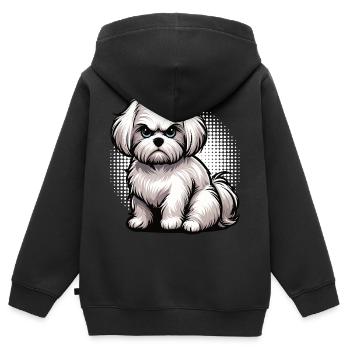 Malteser Propriétaire Maltese Lovers - Sweat Premium à capuche zippé enfant bio - noir - Dos - AI Model Kid Male (0cm)