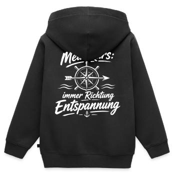 Mein Kurs: Immer Richtung Entspannung - Kinder Premium Organic Zip Hoodie - Schwarz - Hinten - AI Model Kid Male (0cm)