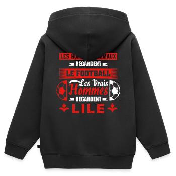 LILE - Sweat Premium à capuche zippé enfant bio - noir - Dos - AI Model Kid Male (0cm)