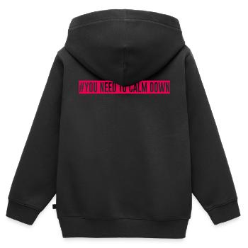 "#Vous devez vous calmer" - Sweat Premium à capuche zippé enfant bio - noir - Dos - AI Model Kid Male (0cm)