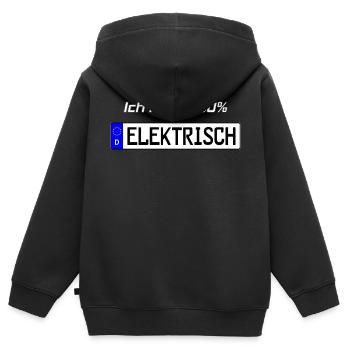 100 Prozent Elektrisch Kennzeichen - Kinder Premium Organic Zip Hoodie - Schwarz - Hinten - AI Model Kid Male (0cm)