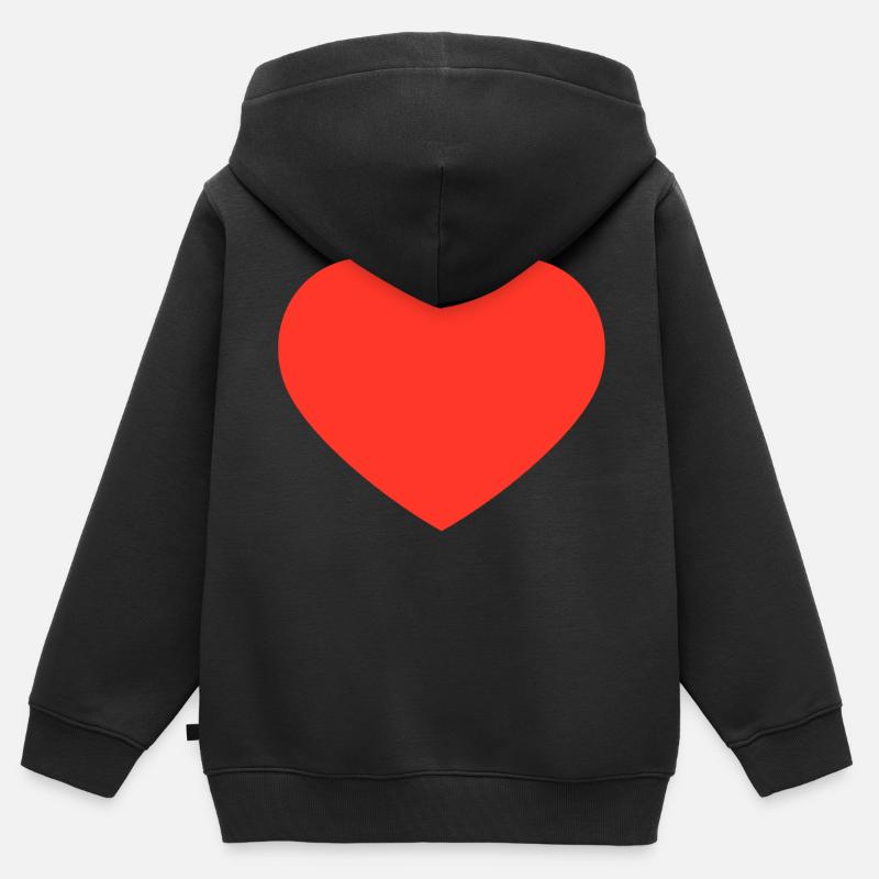 Coeur rouge - Sweat Premium à capuche zippé enfant bio - noir