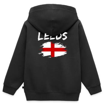 Leeds England - Kinder Premium Organic Zip Hoodie - Schwarz - Hinten - AI Model Kid Male (0cm)