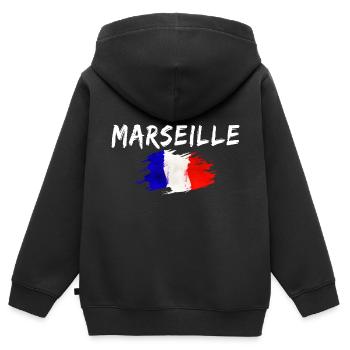 Marseille Frankreich Flagge Stadt Marseille - Kinder Premium Organic Zip Hoodie - Schwarz - Hinten - AI Model Kid Male (0cm)