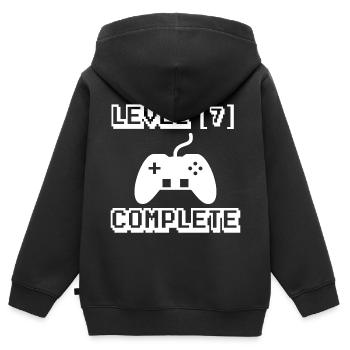 7ème anniversaire joueur - Sweat Premium à capuche zippé enfant bio - noir - Dos - AI Model Kid Male (0cm)