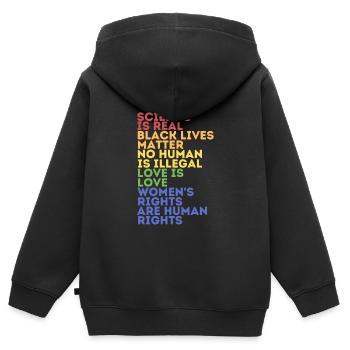 LGBT Menschenrechte - Kinder Premium Organic Zip Hoodie - Schwarz - Hinten - AI Model Kid Male (0cm)