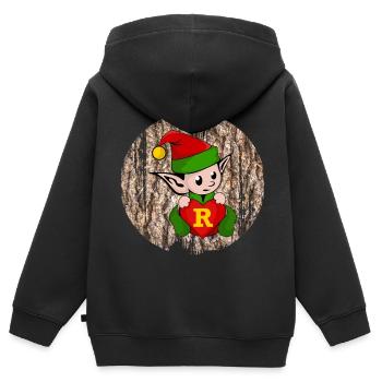 onze r - Sweat Premium à capuche zippé enfant bio - noir - Dos - AI Model Kid Male (0cm)