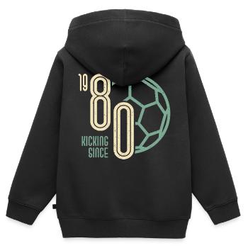 43e anniversaire footballeur 43 ans né en 1980 - Sweat Premium à capuche zippé enfant bio - noir - Dos - AI Model Kid Male (0cm)