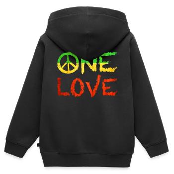 Un seul amour - Sweat Premium à capuche zippé enfant bio - noir - Dos - AI Model Kid Male (0cm)