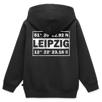 Leipzig Koordinaten Stadt Leipzig - Kinder Premium Organic Zip Hoodie - Schwarz - Hinten - AI Model Kid Male (0cm)