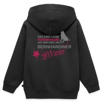 Bernhardiner Glitzer - Kinder Premium Organic Zip Hoodie - Schwarz - Hinten - AI Model Kid Male (0cm)