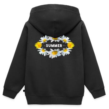 Sommer Blumen endlich Sommer - Kinder Premium Organic Zip Hoodie - Schwarz - Hinten - AI Model Kid Male (0cm)