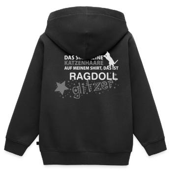 Ragdoll Glitzer - Kinder Premium Organic Zip Hoodie - Schwarz - Hinten - AI Model Kid Male (0cm)