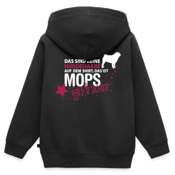 Mops Glitzer - Kinder Premium Organic Zip Hoodie - Schwarz - Hinten - AI Model Kid Male (0cm)