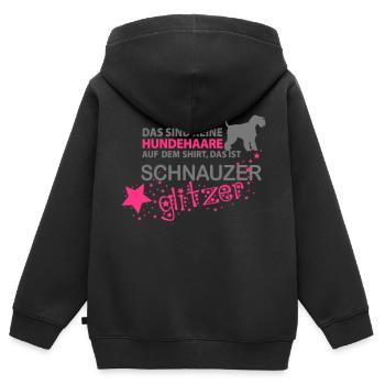 Schnauzer Glitzer - Kinder Premium Organic Zip Hoodie - Schwarz - Hinten - AI Model Kid Male (0cm)