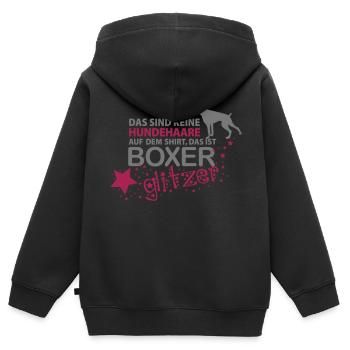 Boxer Glitzer - Kinder Premium Organic Zip Hoodie - Schwarz - Hinten - AI Model Kid Male (0cm)