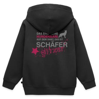 Schäfer Glitzer - Kinder Premium Organic Zip Hoodie - Schwarz - Hinten - AI Model Kid Male (0cm)