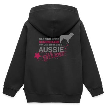 Aussie Glitzer - Kinder Premium Organic Zip Hoodie - Schwarz - Hinten - AI Model Kid Male (0cm)
