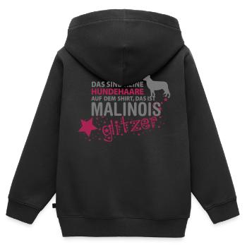 Malinois Glitzer - Kinder Premium Organic Zip Hoodie - Schwarz - Hinten - AI Model Kid Male (0cm)