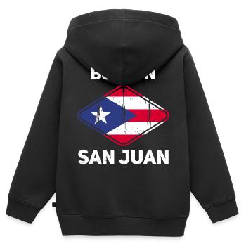 Puerto Rico - Kinder Premium Organic Zip Hoodie - Schwarz - Hinten - AI Model Kid Male (0cm)