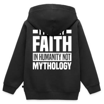 Atheismus Sprüche - Kinder Premium Organic Zip Hoodie - Schwarz - Hinten - AI Model Kid Male (0cm)