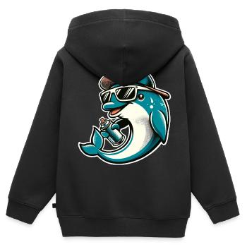Bombe aérosol Dolphin Graffiti - Sweat Premium à capuche zippé enfant bio - noir - Dos - AI Model Kid Male (0cm)