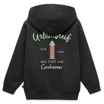Cuxhaven, Status Urlaubsreif, Deutschland - Kinder Premium Organic Zip Hoodie - Schwarz - Hinten - AI Model Kid Male (0cm)