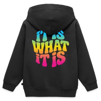C’est ce que c’est - Sweat Premium à capuche zippé enfant bio - noir - Dos - AI Model Kid Male (0cm)