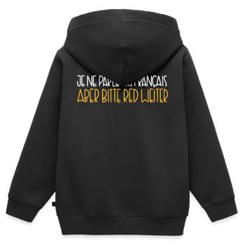 Je ne parle pas français, mais continuez s'il vous plaît. - Sweat Premium à capuche zippé enfant bio - noir - Dos - AI Model Kid Male (0cm)
